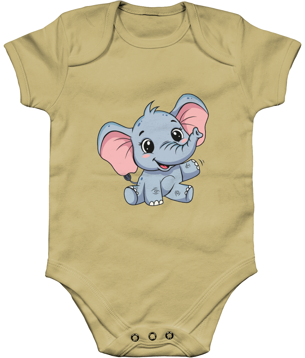 Elephant Baby Bodysuit, Front Side