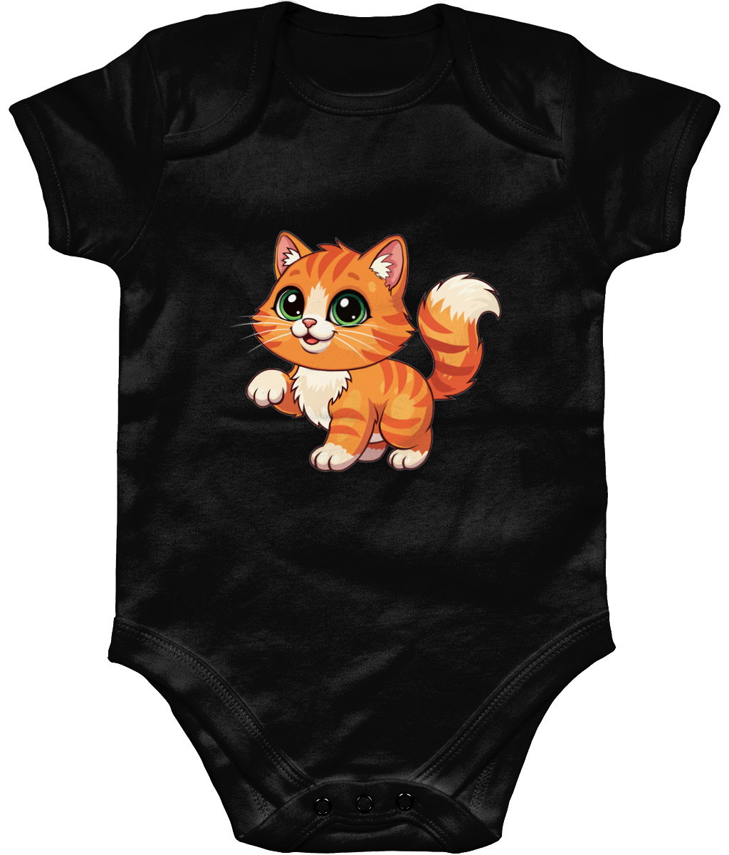 Cute Cat Baby Bodysuit, Front Side