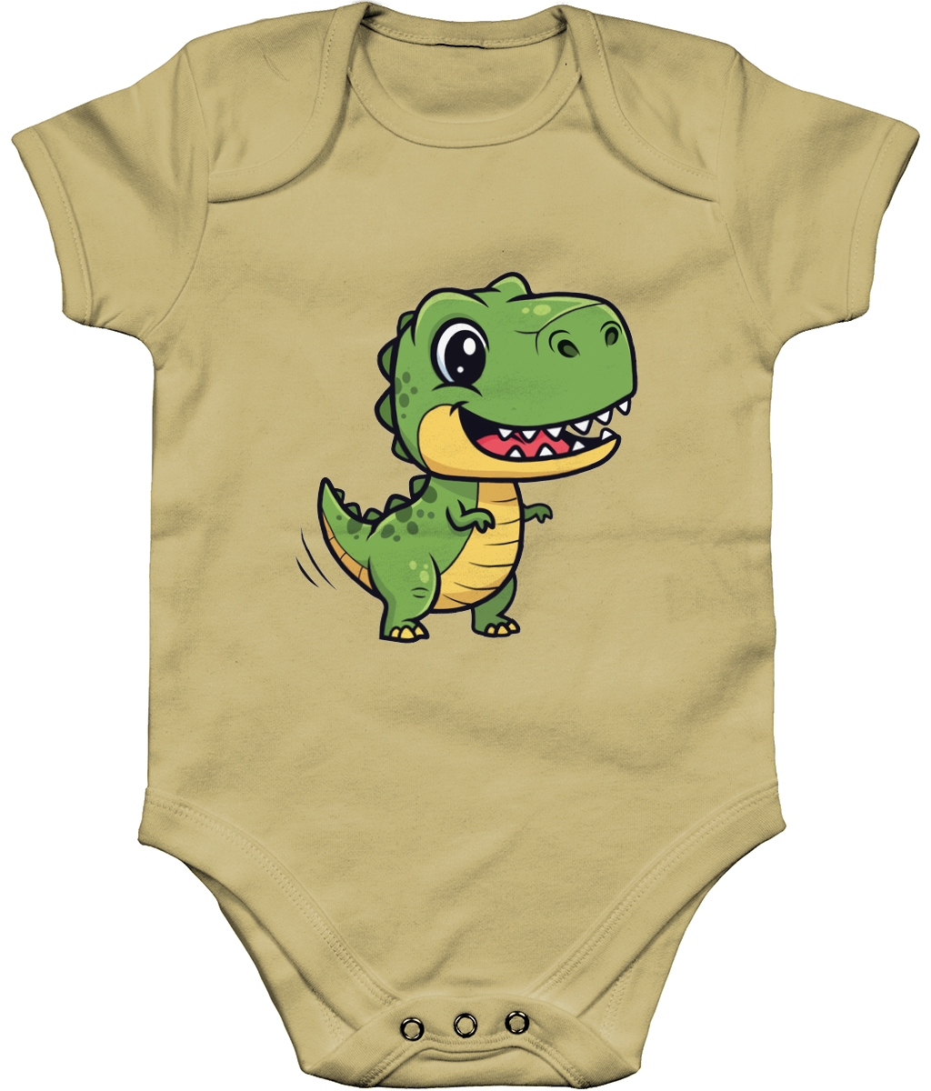 Cute Dino Baby Bodysuit, Front Side