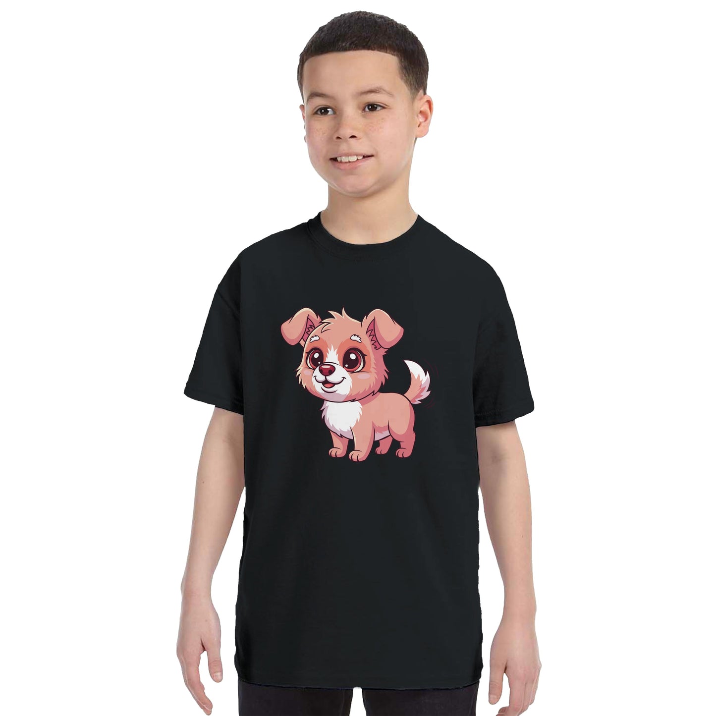 Cute Dog Kid Shirt worn by a kid, Front Side