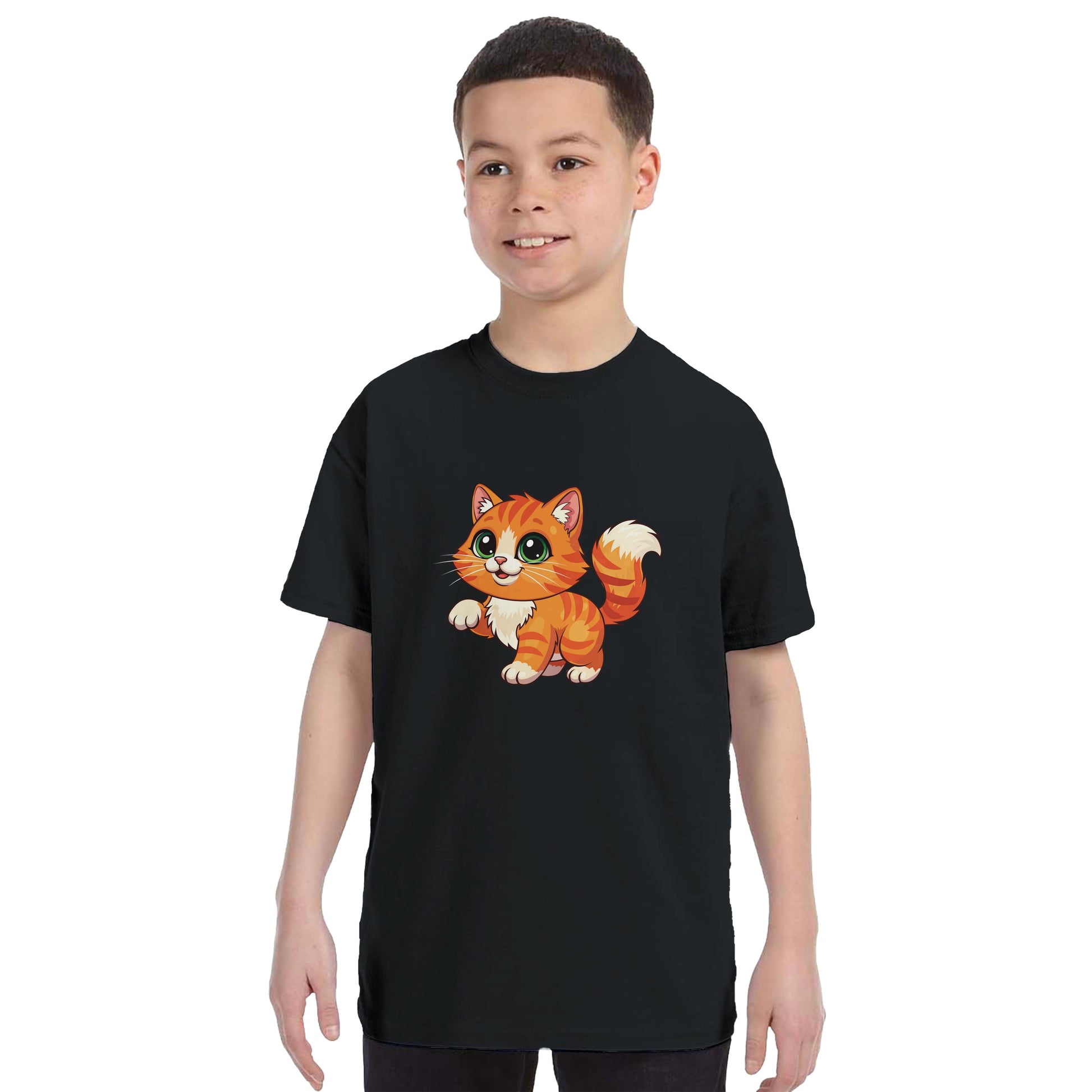 Cute Cat Kid Shirt worn by a kid, Front Side