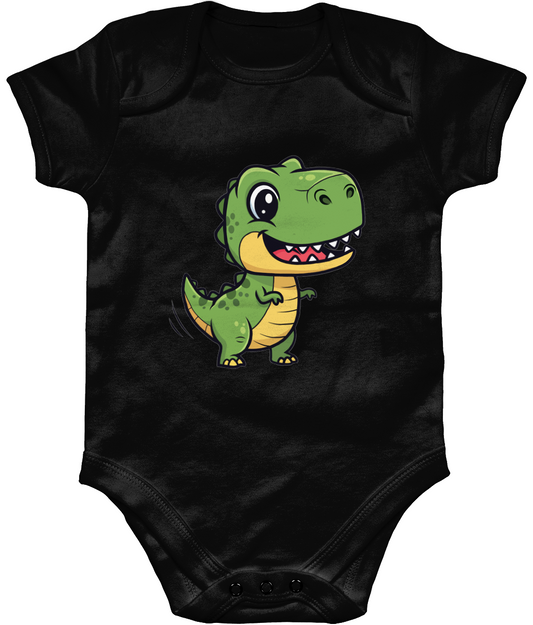 Cute Dino Baby Bodysuit, Front Side
