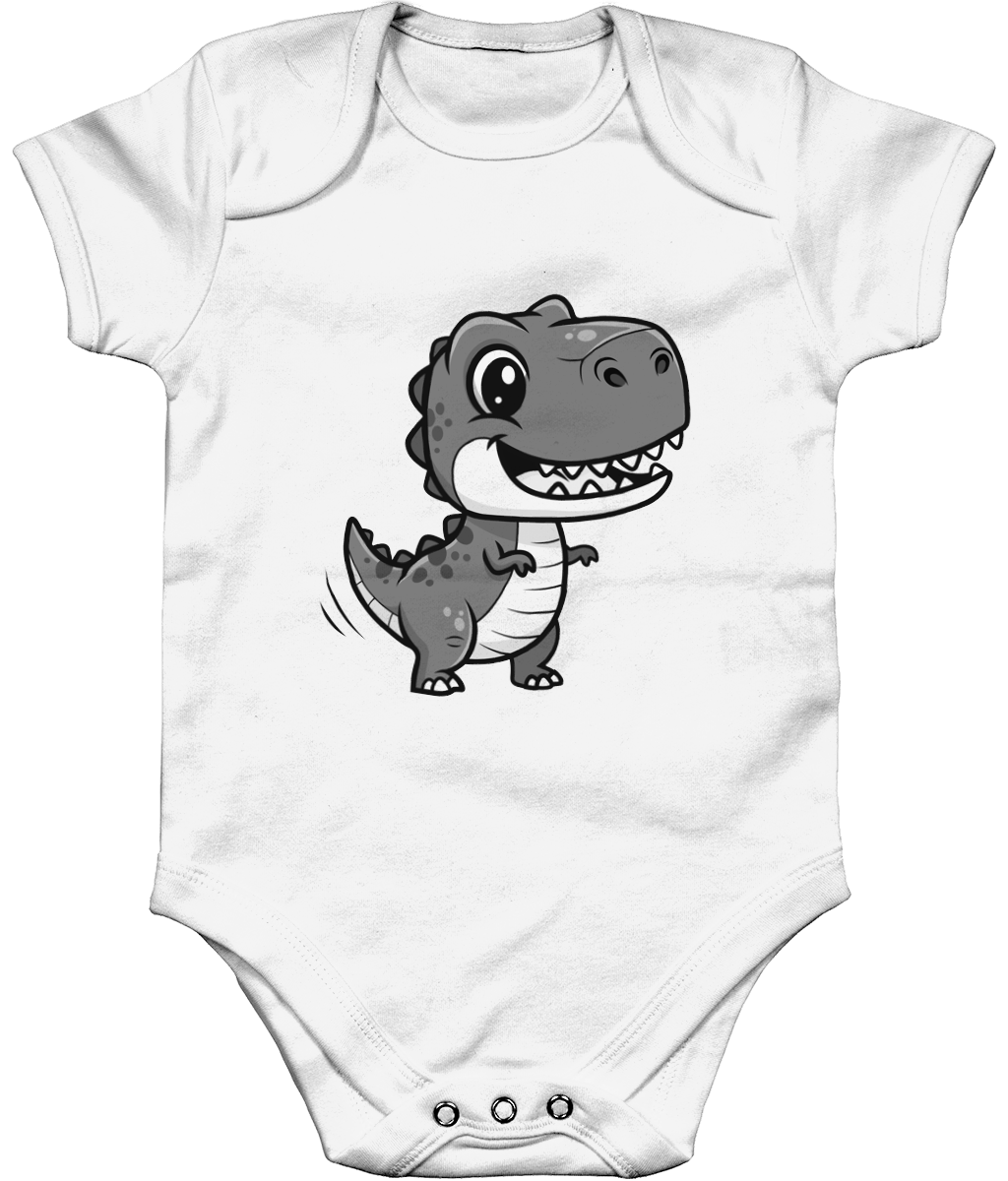 Cute Dino Baby Bodysuit, Front Side