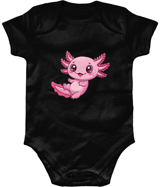 Cute Axolotl Baby Bodysuit, Front Side