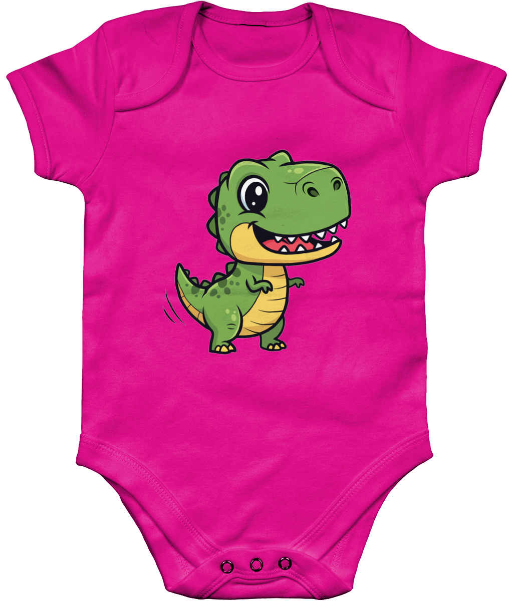 Cute Dino Baby Bodysuit, Front Side