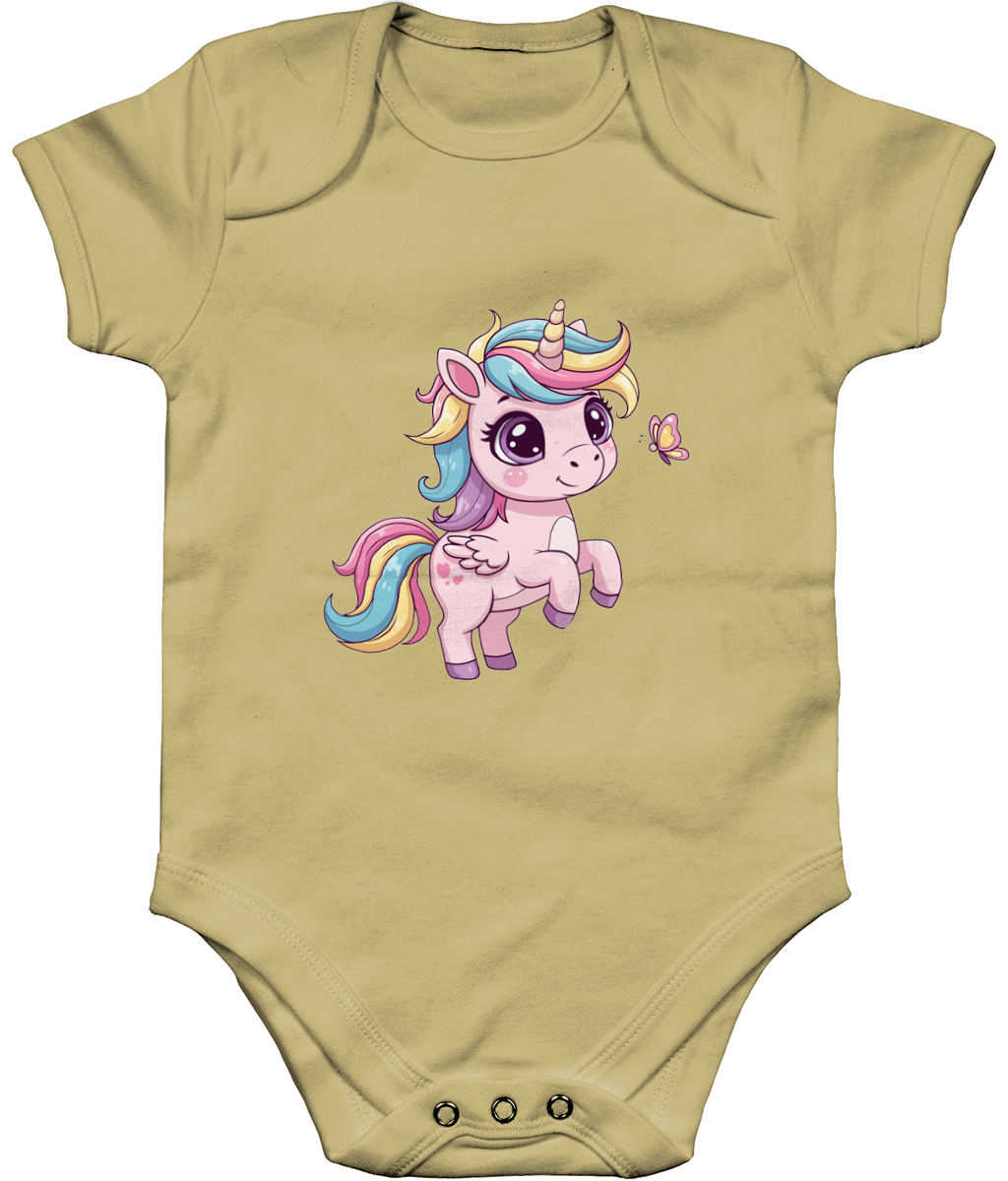 Unicorn Baby Bodysuit, Front Side, Yellow
