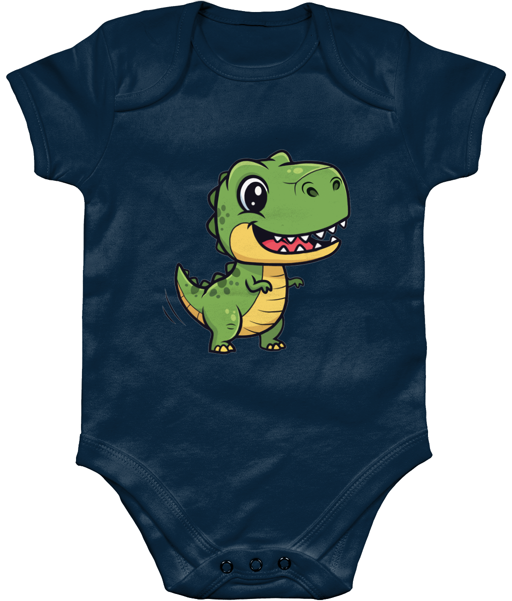 Cute Dino Baby Bodysuit, Front Side