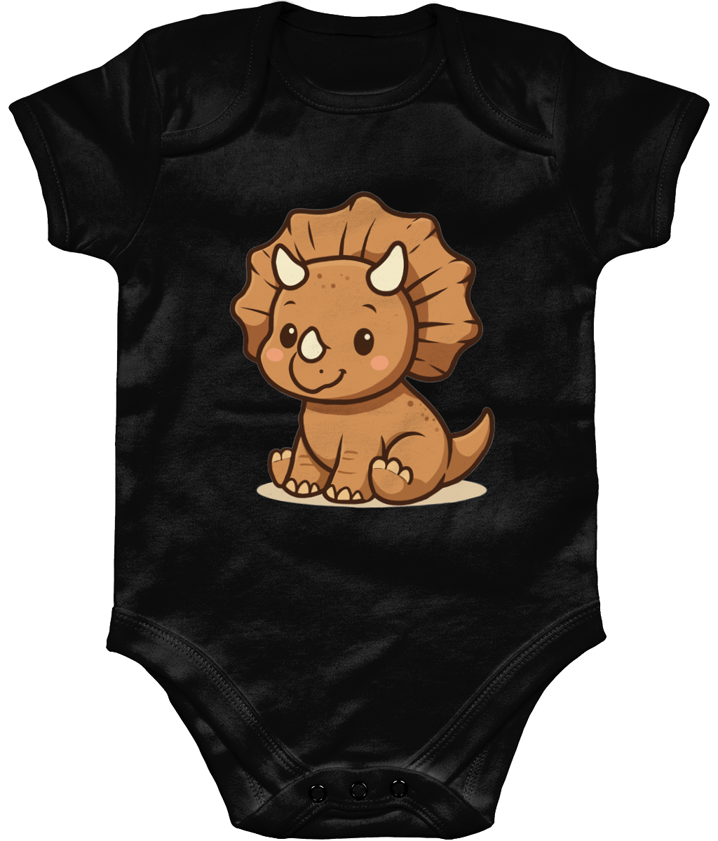 Cute Triceratops Baby Bodysuit, Front Side